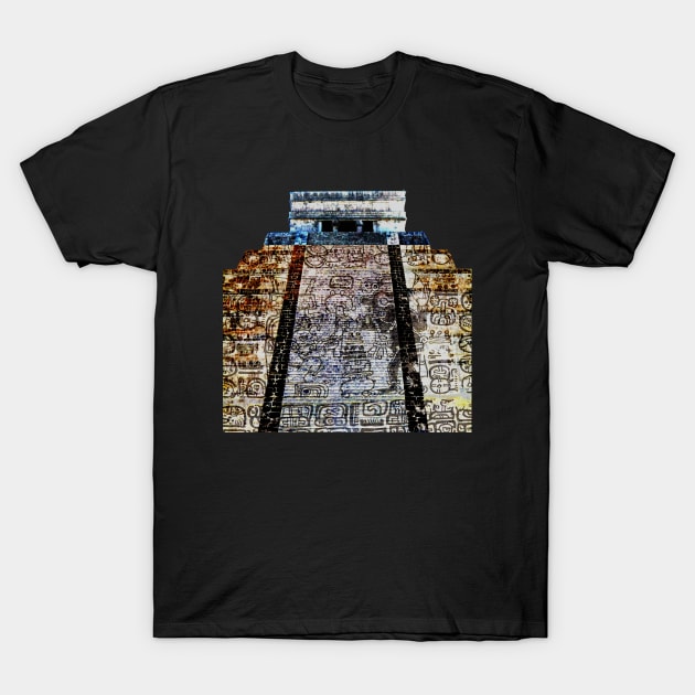Mayan Temple Hieroglyphic steps T-Shirt by Aurora X